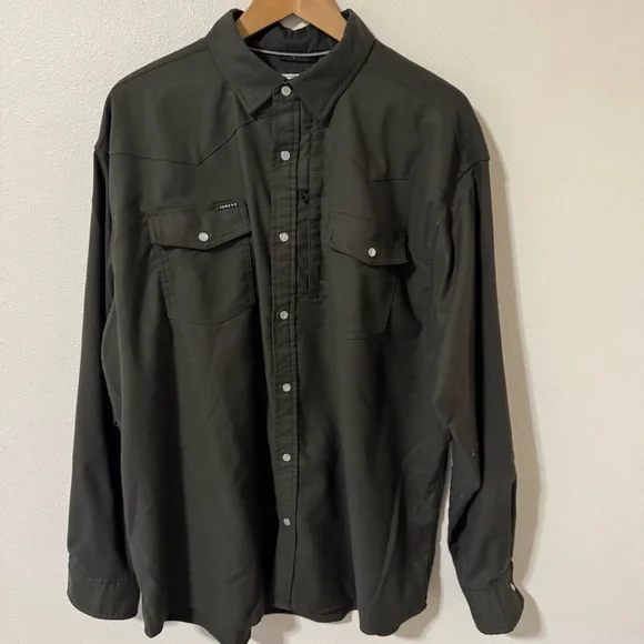 Poncho Laramie Western Performance Flannel Long Sleeve Pearl Snap Shirt Gray-XL - Picture 2 of 12